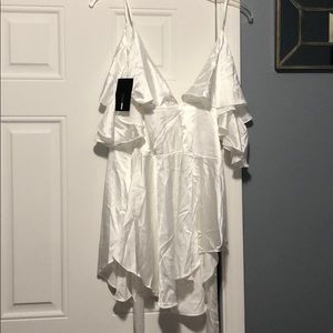 Fashion Nova short white satin wrap